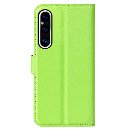 Sony Xperia 1 V Litchi Læder Cover m. Pung - Grøn