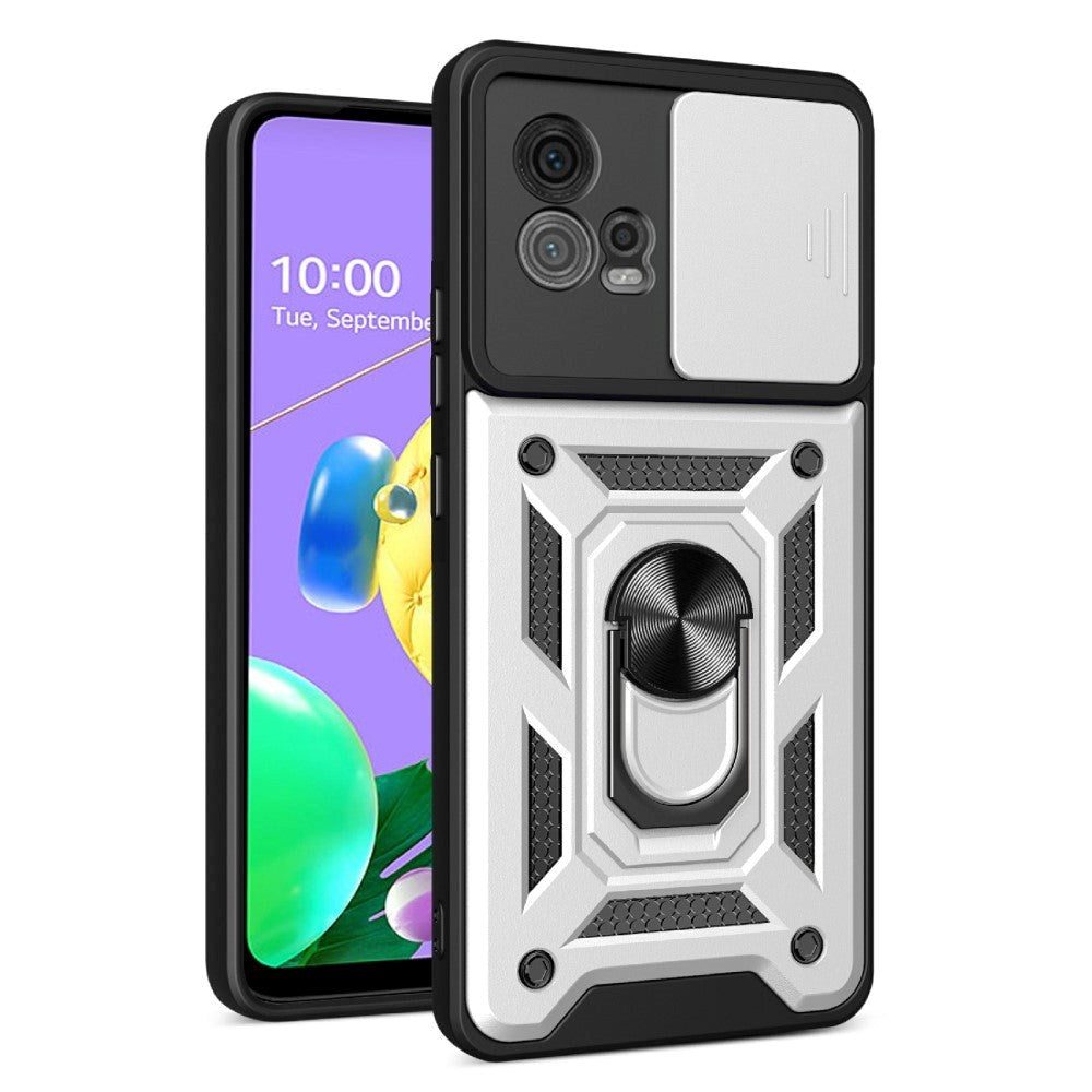 Motorola Moto G72 Håndværker Cover m. Magnetisk Kickstand & Cam Slider - Sølv