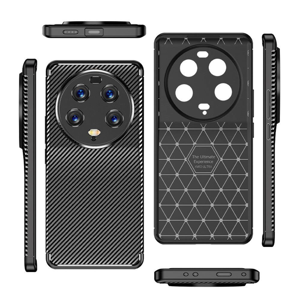 Xiaomi 13 Ultra Carbon Fiber Fleksibelt Plastik Cover - Sort