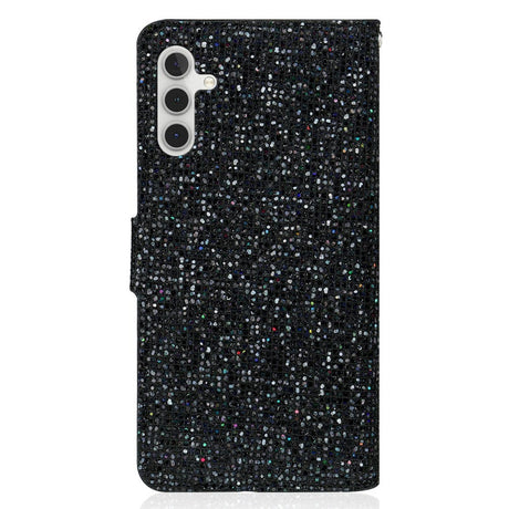 Samsung Galaxy A24 Læder Cover m. Pung & Strop - Glitter Design - Sort