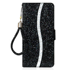 Samsung Galaxy A24 Læder Cover m. Pung & Strop - Glitter Design - Sort