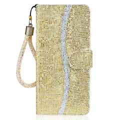 Samsung Galaxy A24 Læder Cover m. Pung & Strop - Glitter Design - Guld