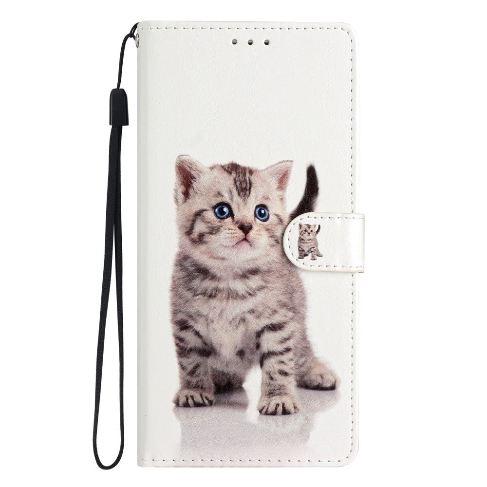 Google Pixel 7 Pro Læder Cover m. Pung og Strop - Sød Kat