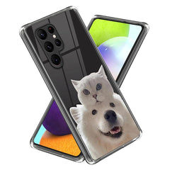 Samsung Galaxy S23 Ultra Fleksibelt Gennemsigtigt Cover m. Print - Hund & Kat