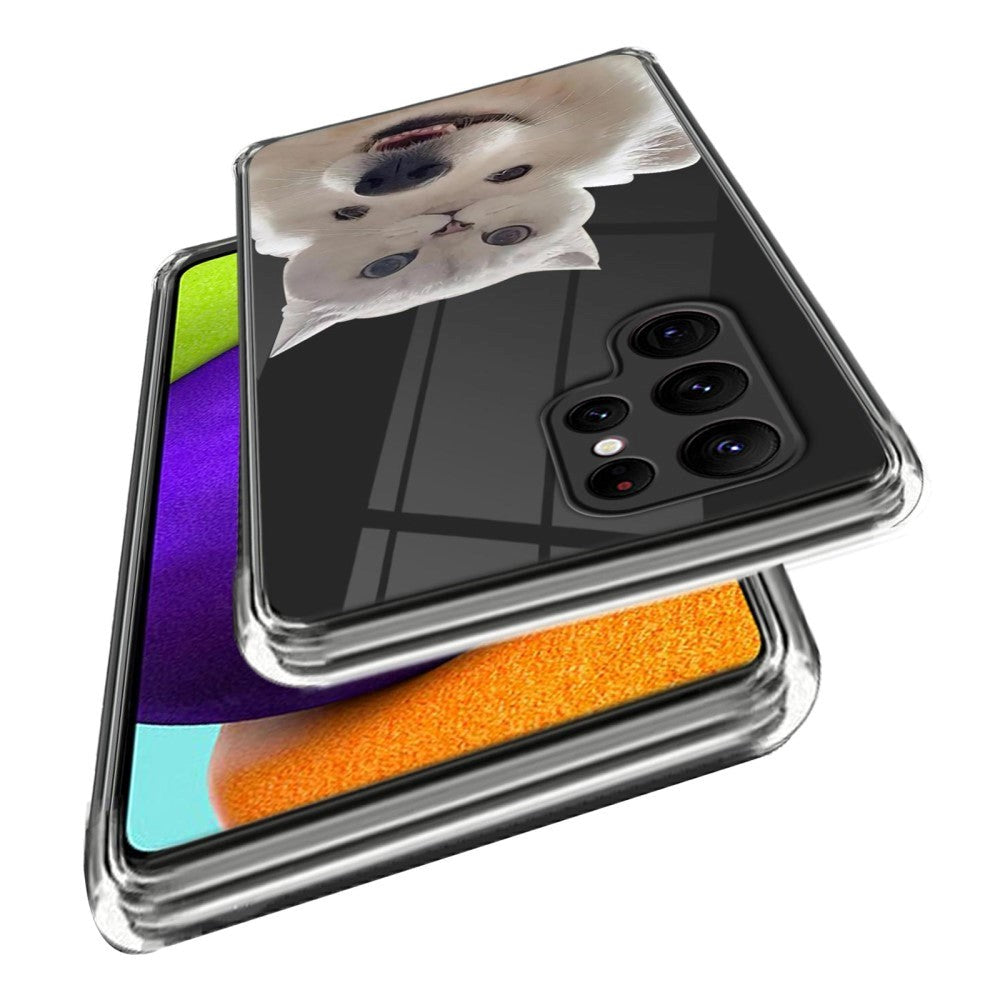 Samsung Galaxy S23 Ultra Fleksibelt Gennemsigtigt Cover m. Print - Hund & Kat