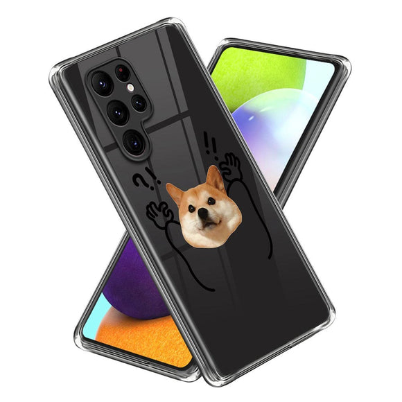 Samsung Galaxy S23 Ultra Fleksibelt Gennemsigtigt Cover m. Print - Overgivende Hund
