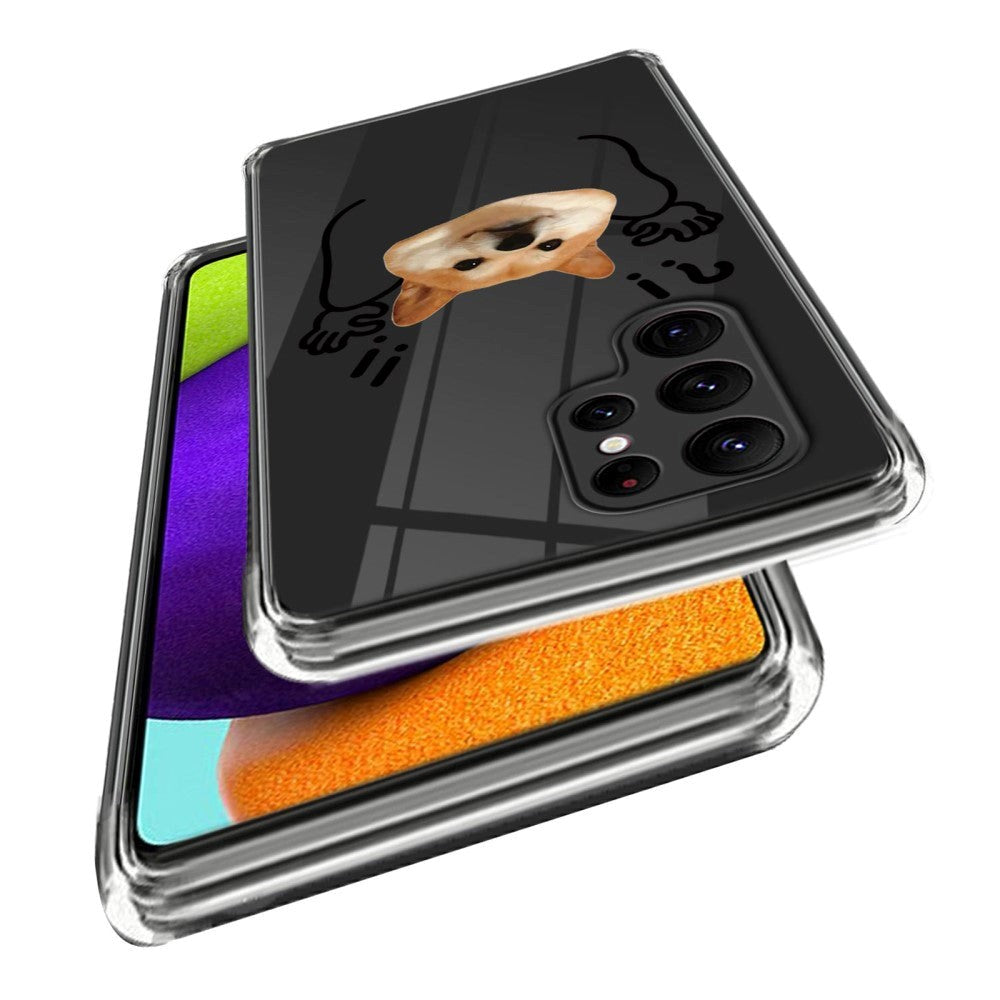 Samsung Galaxy S23 Ultra Fleksibelt Gennemsigtigt Cover m. Print - Overgivende Hund