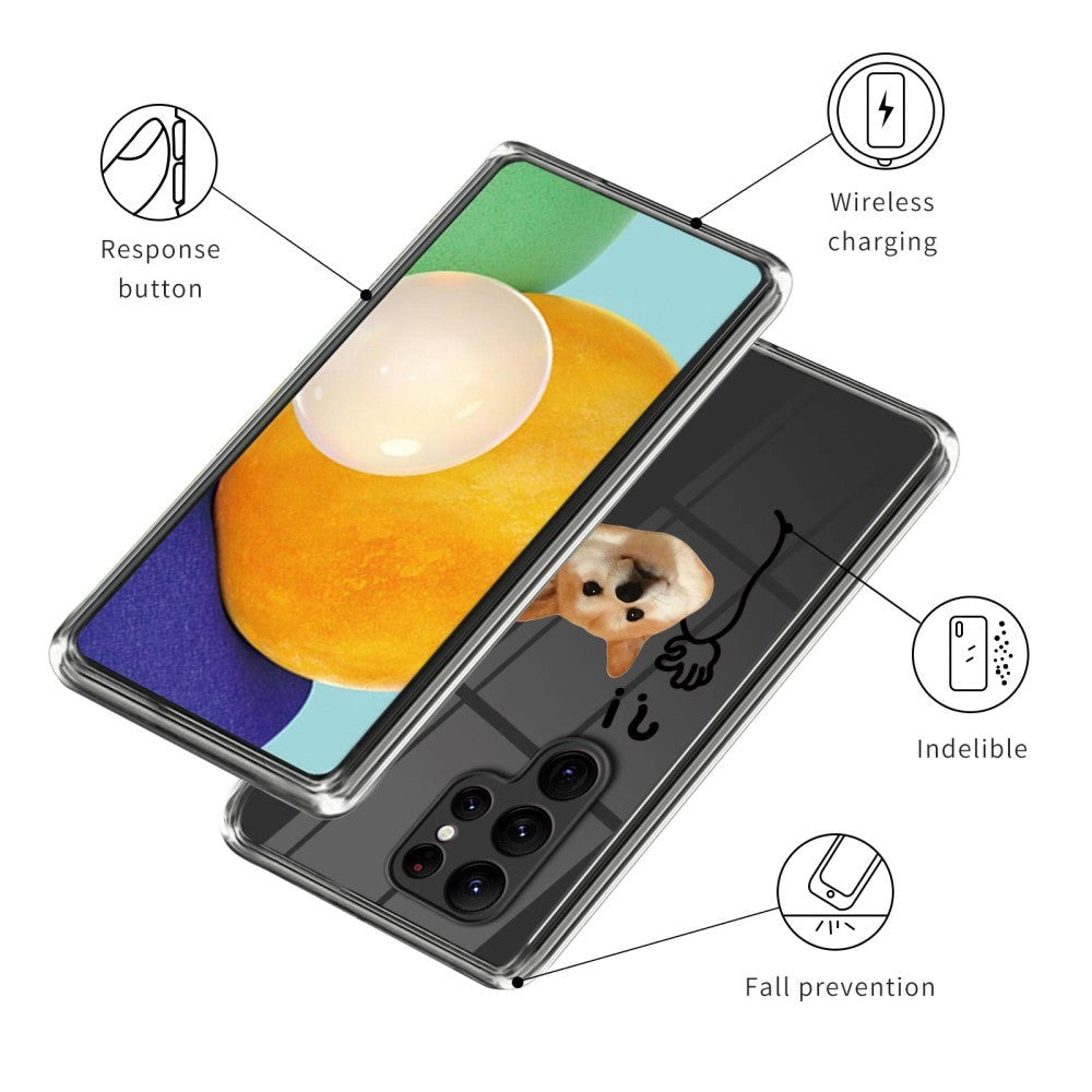 Samsung Galaxy S23 Ultra Fleksibelt Gennemsigtigt Cover m. Print - Overgivende Hund
