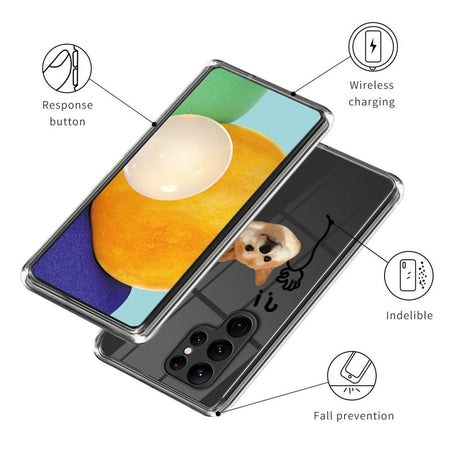 Samsung Galaxy S23 Ultra Fleksibelt Gennemsigtigt Cover m. Print - Overgivende Hund