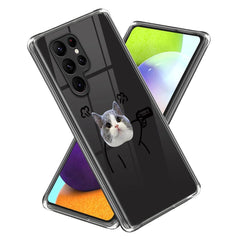 Samsung Galaxy S23 Ultra Fleksibelt Gennemsigtigt Cover m. Print - Kat med Pistol