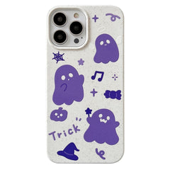 iPhone 14 Pro Fleksibel Plastik Cover m. Motiv - Lilla Spøgelser