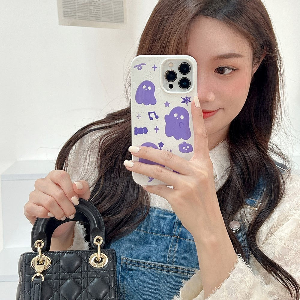 iPhone 14 Pro Fleksibel Plastik Cover m. Motiv - Lilla Spøgelser