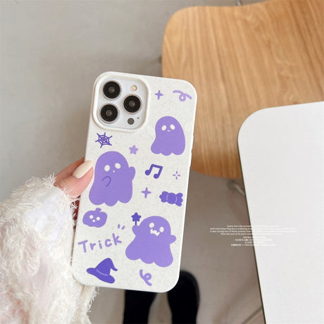 iPhone 14 Pro Fleksibel Plastik Cover m. Motiv - Lilla Spøgelser