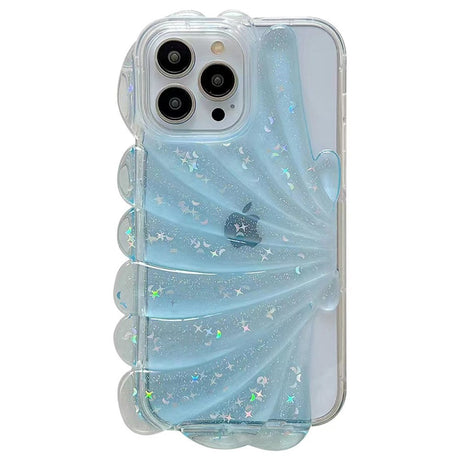 iPhone 14 Pro Fleksibelt Plastik Cover 3D Muslingeskal / Gennemsigtig - Blå