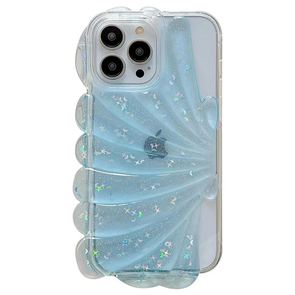 iPhone 14 Pro Fleksibelt Plastik Cover 3D Muslingeskal / Gennemsigtig - Blå