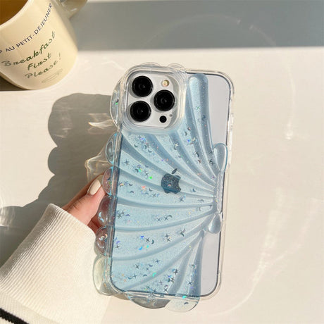 iPhone 14 Pro Fleksibelt Plastik Cover 3D Muslingeskal / Gennemsigtig - Blå
