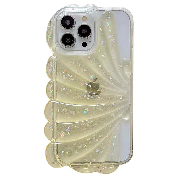 iPhone 14 Pro Fleksibelt Plastik Cover 3D Muslingeskal / Gennemsigtig - Gul