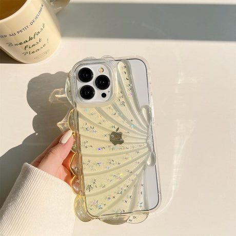 iPhone 14 Pro Fleksibelt Plastik Cover 3D Muslingeskal / Gennemsigtig - Gul