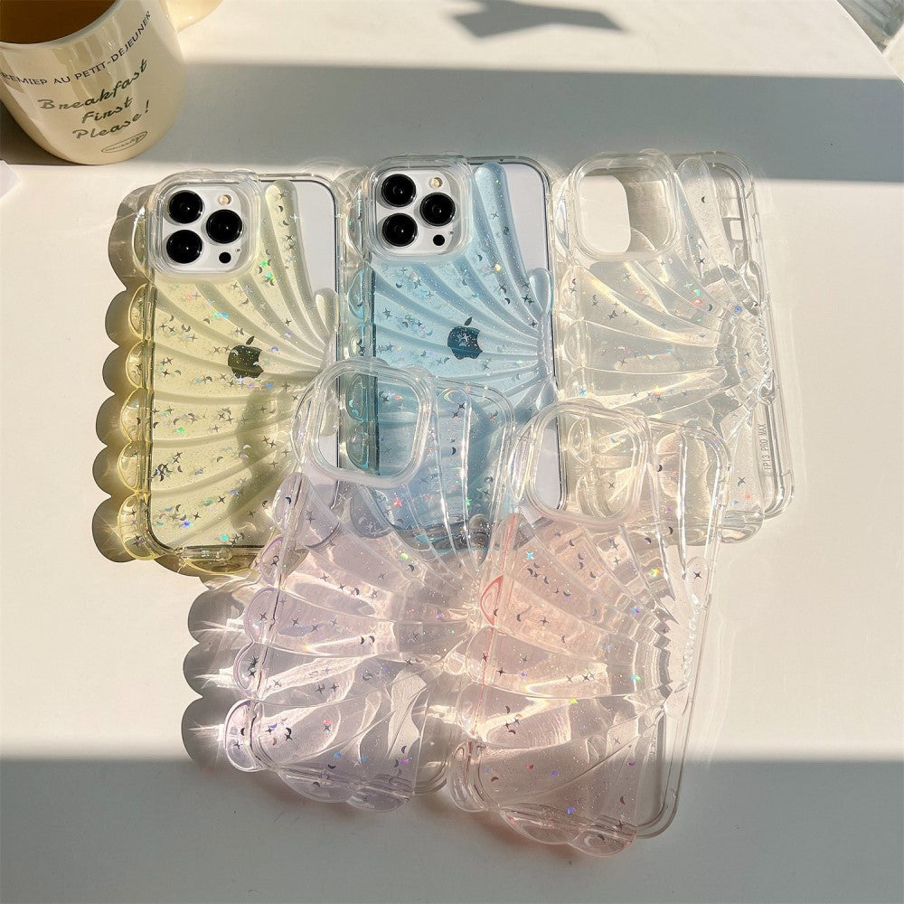 iPhone 14 Pro Fleksibelt Plastik Cover 3D Muslingeskal / Gennemsigtig - Gul