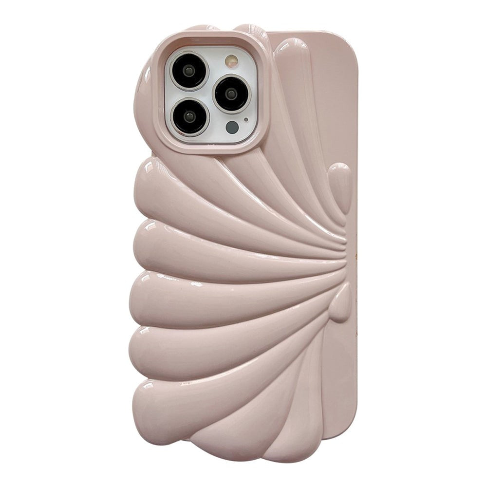 iPhone 14 Pro Plast Cover - Muslingeskal Design - Lyserød