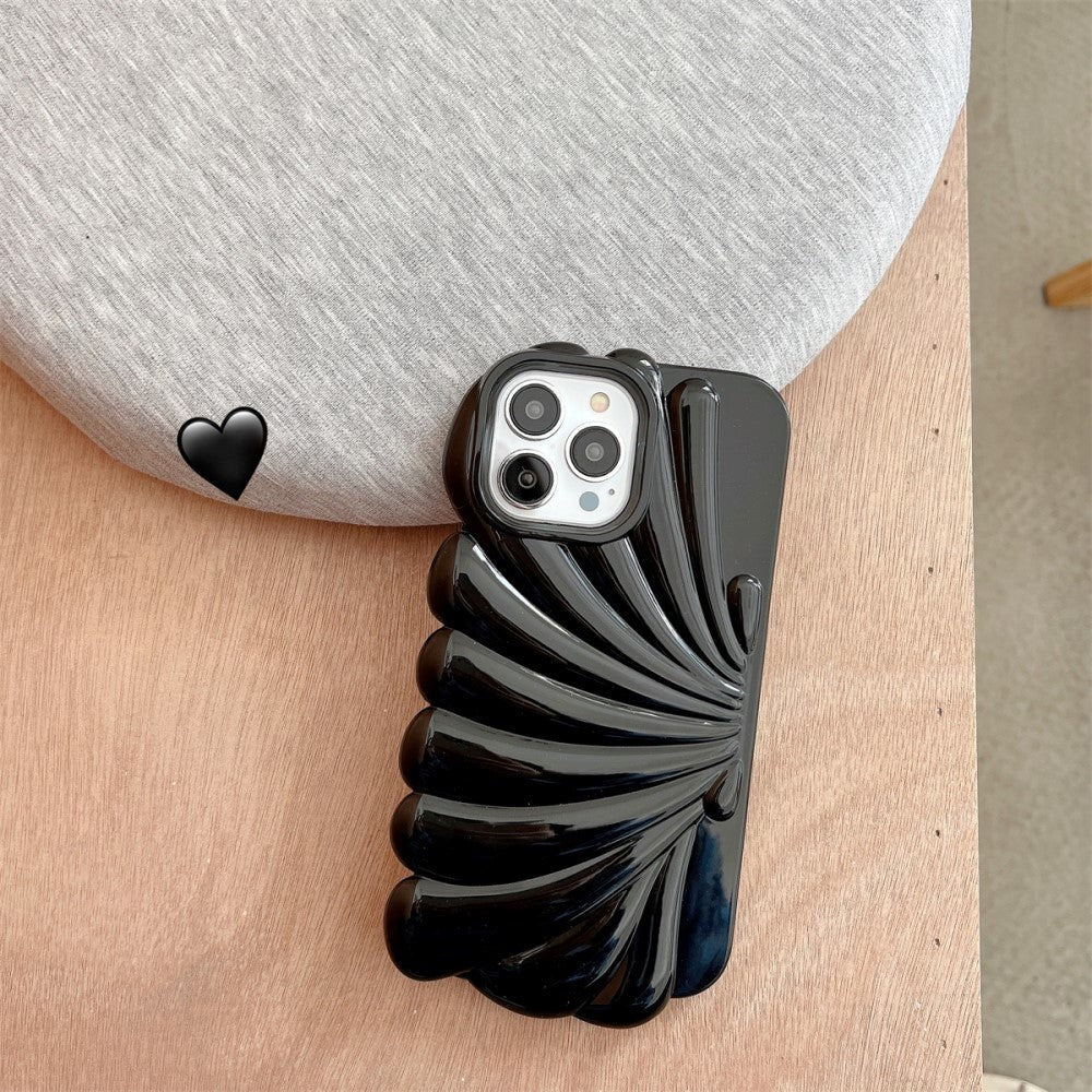 iPhone 14 Pro Plast Cover - Muslingeskal Design - Sort