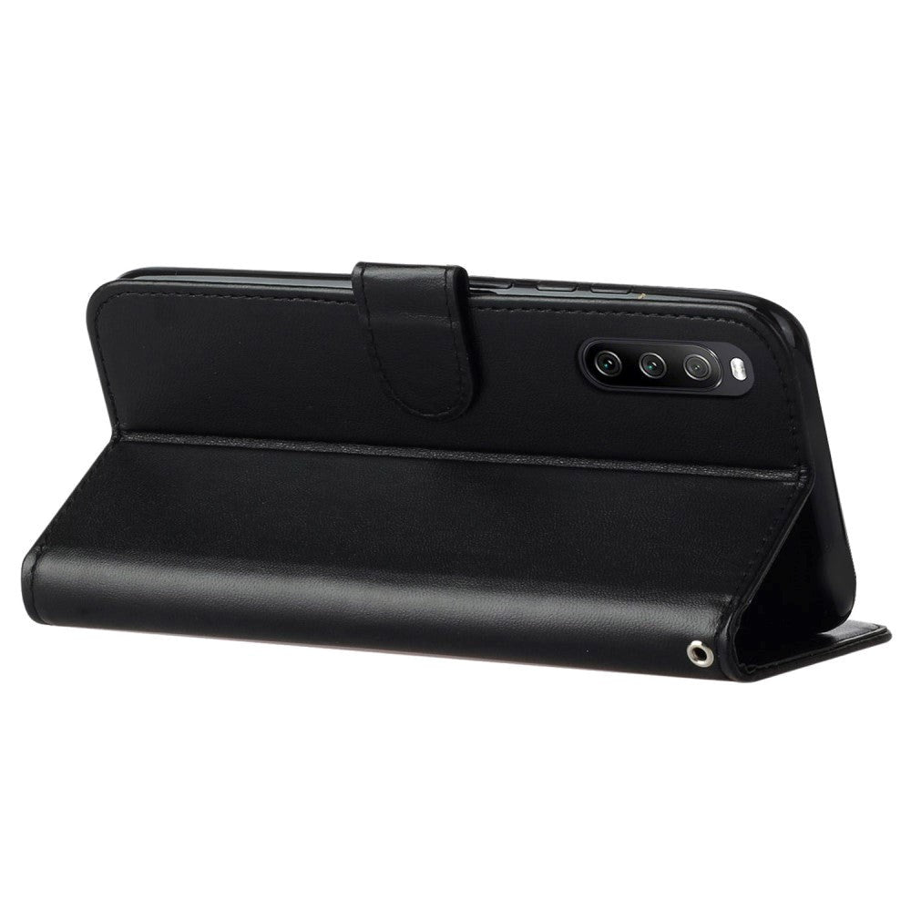 Sony Xperia 10 V Læder Cover m. Pung og Strop - Sort