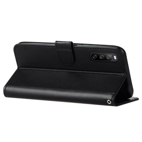 Sony Xperia 10 V Læder Cover m. Pung og Strop - Sort