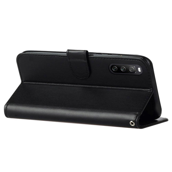 Sony Xperia 10 V Læder Cover m. Pung og Strop - Sort