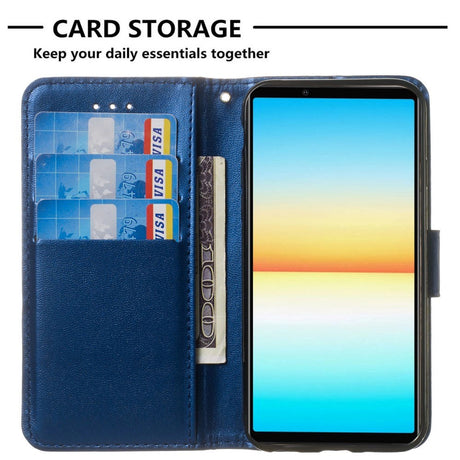 Sony Xperia 10 V Læder Cover m. Pung og Strop - Blå