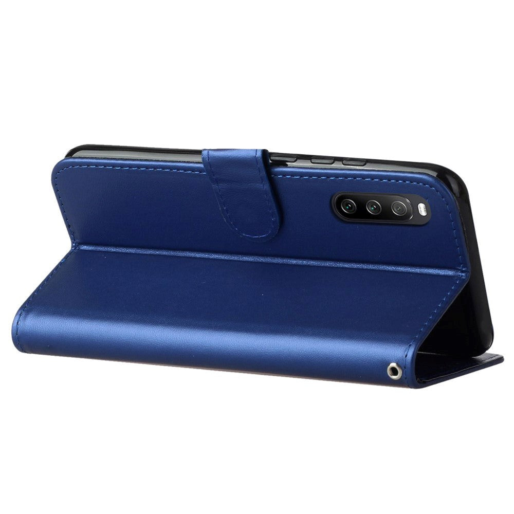 Sony Xperia 10 V Læder Cover m. Pung og Strop - Blå