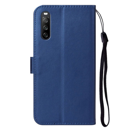 Sony Xperia 10 V Læder Cover m. Pung og Strop - Blå