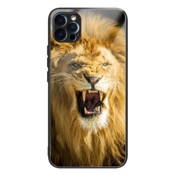 iPhone 14 Pro Plastik Cover m. Glasbagside - Løve