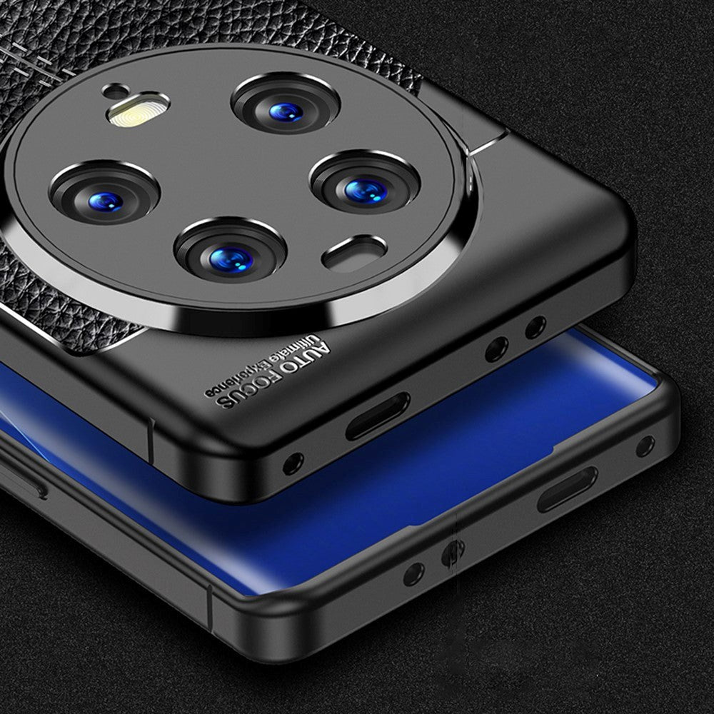 Xiaomi 13 Ultra Læderbetrukket Plastik Cover - Sort