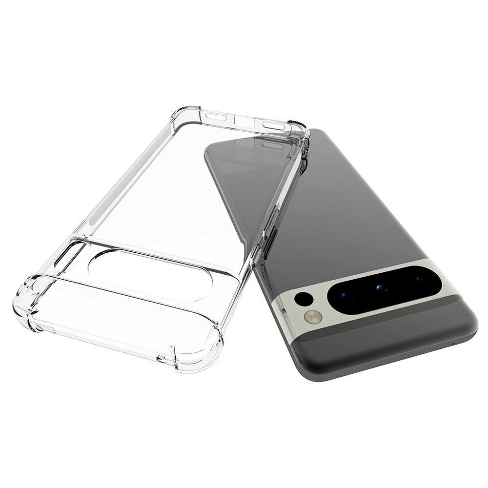 Google Pixel 8 Pro Fleksibelt Plastik Cover m. Forstærkede Hjørner - Gennemsigtig