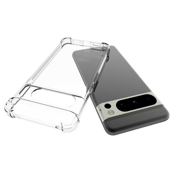 Google Pixel 8 Pro Fleksibelt Plastik Cover m. Forstærkede Hjørner - Gennemsigtig
