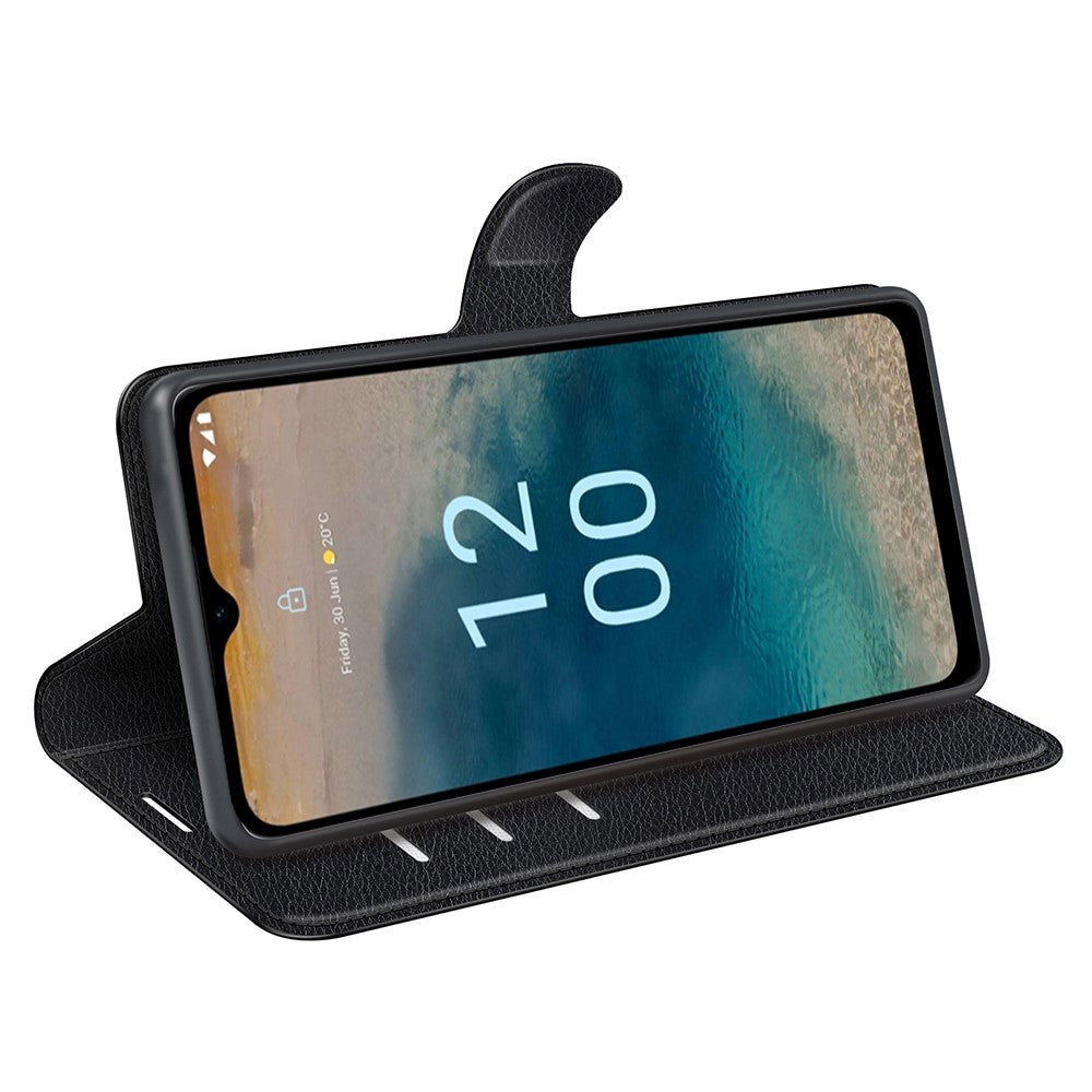 Nokia G22 Litchi Læder Cover m. Pung - Sort