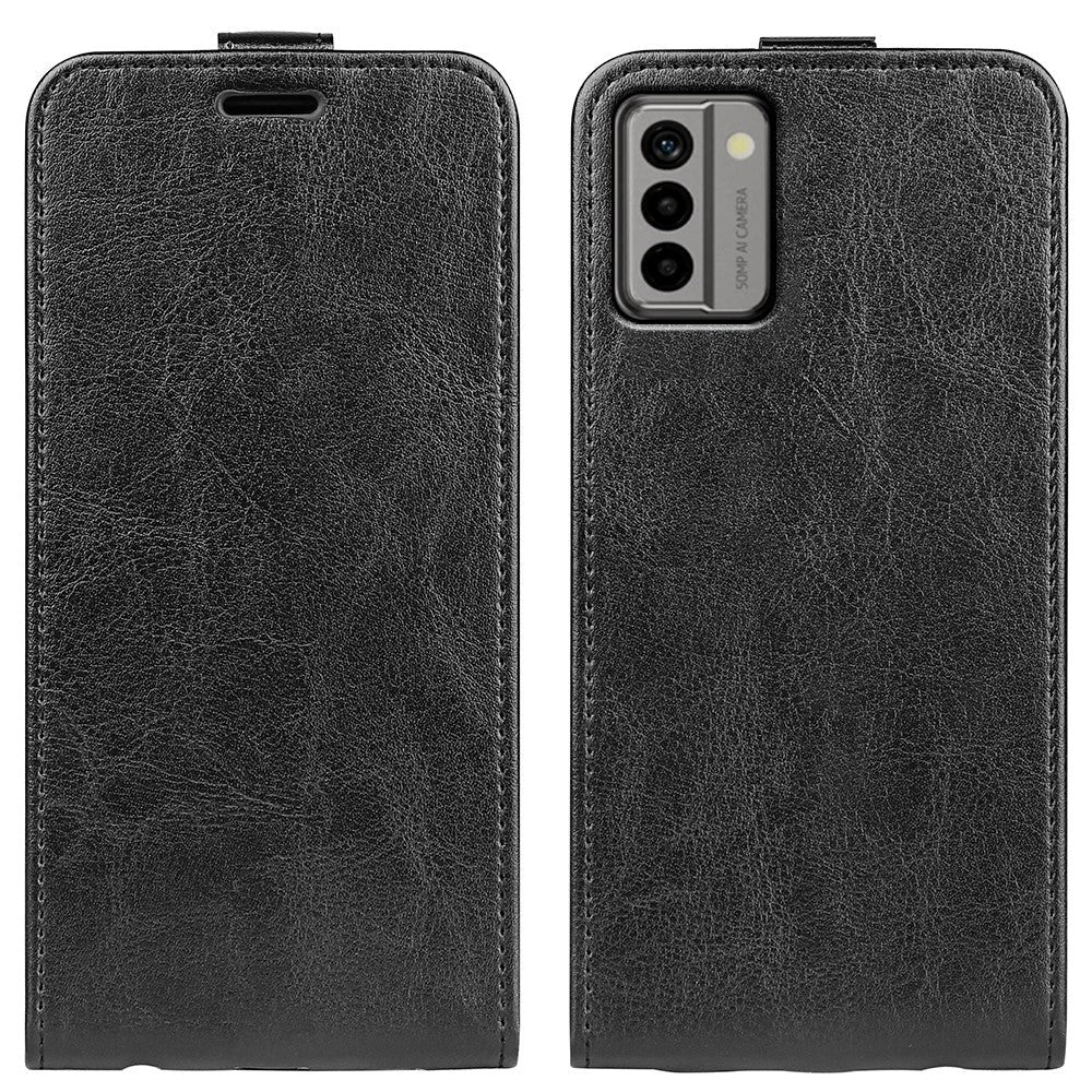 Nokia G22 Vertikalt Læder Cover m. Kortholder - Sort