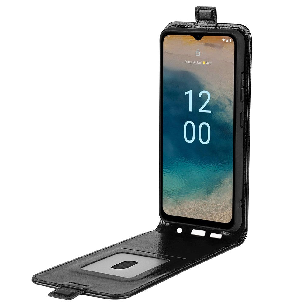 Nokia G22 Vertikalt Læder Cover m. Kortholder - Sort