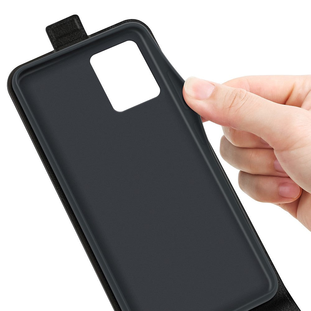 Nokia G22 Vertikalt Læder Cover m. Kortholder - Sort