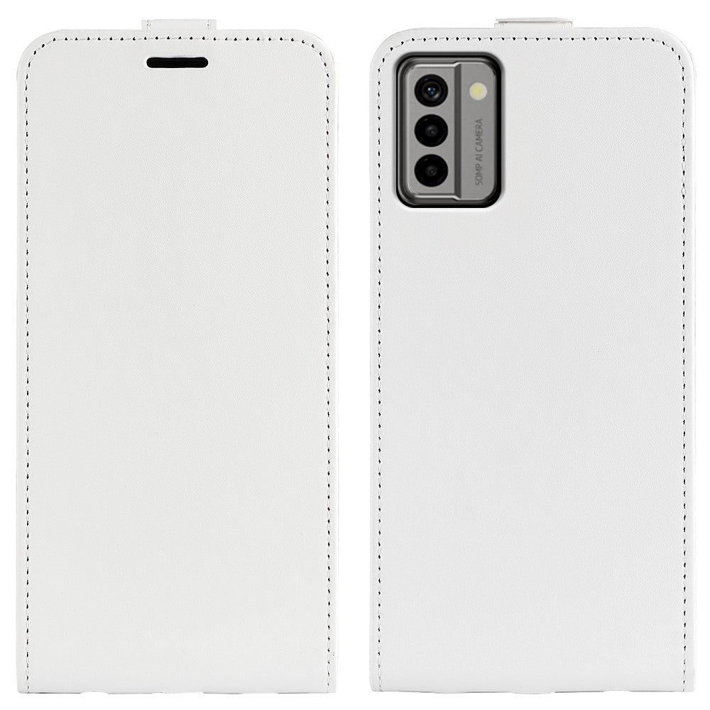 Nokia G22 Vertikalt Læder Cover m. Kortholder - Hvid