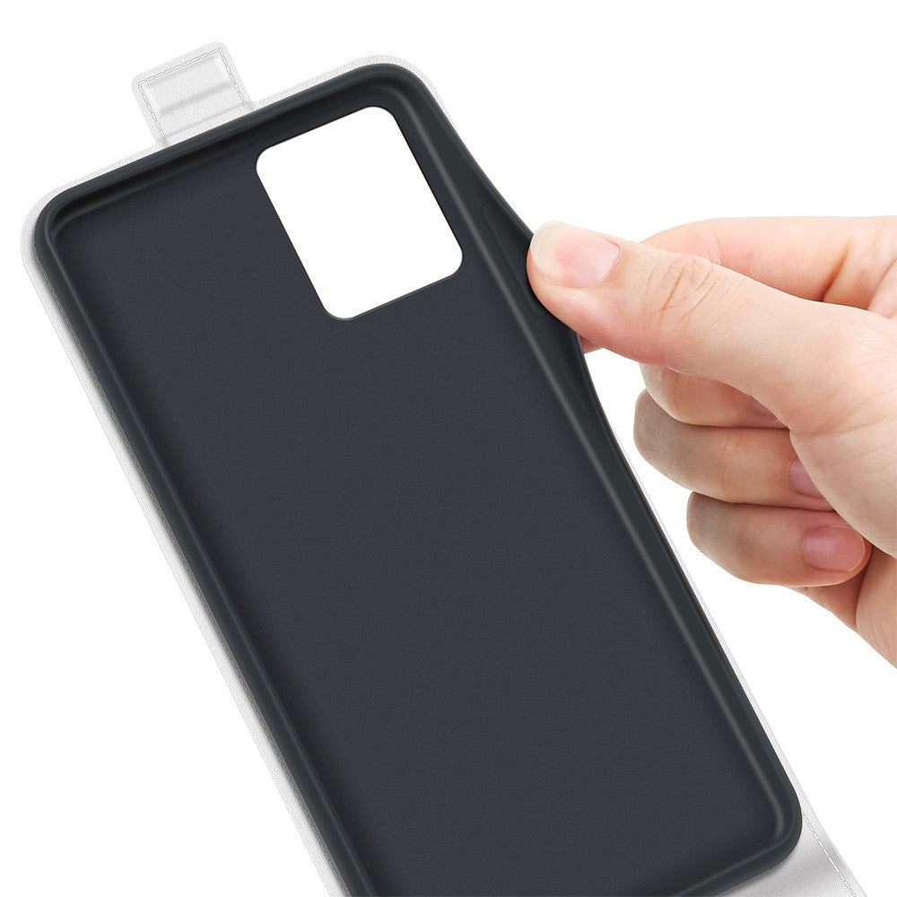 Nokia G22 Vertikalt Læder Cover m. Kortholder - Hvid