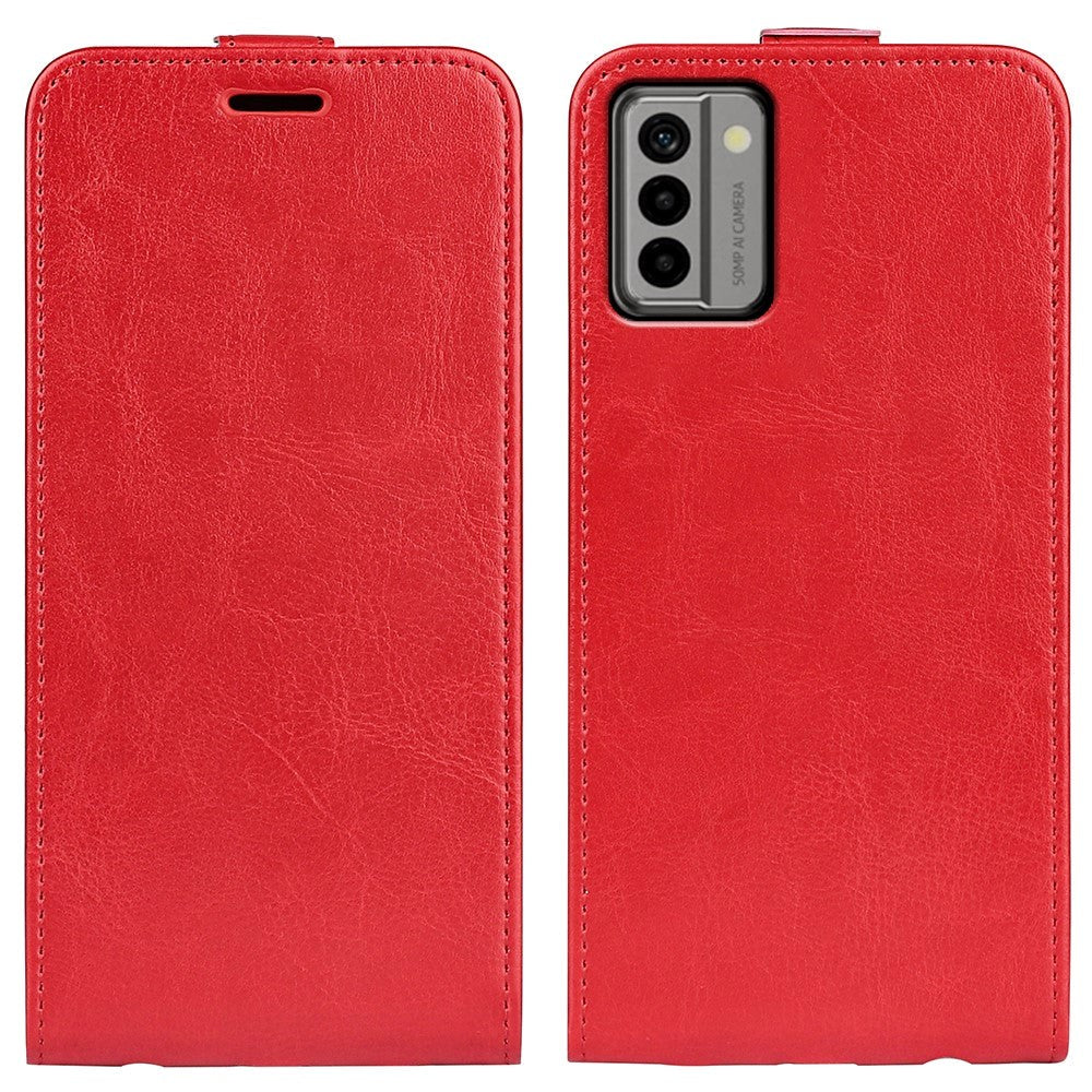 Nokia G22 Vertikalt Læder Cover m. Kortholder - Rød