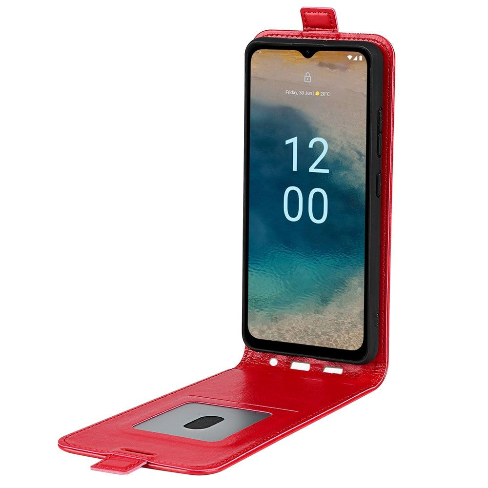 Nokia G22 Vertikalt Læder Cover m. Kortholder - Rød