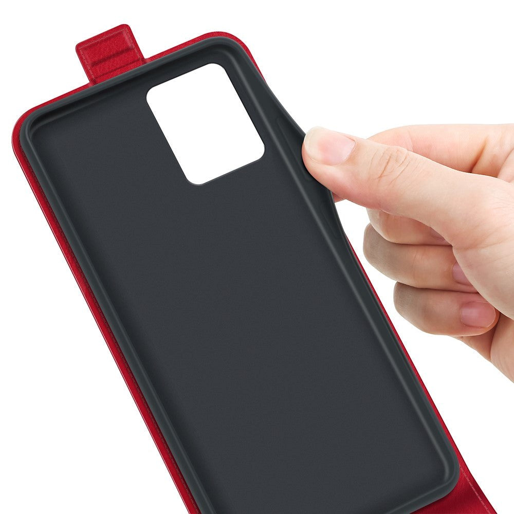 Nokia G22 Vertikalt Læder Cover m. Kortholder - Rød