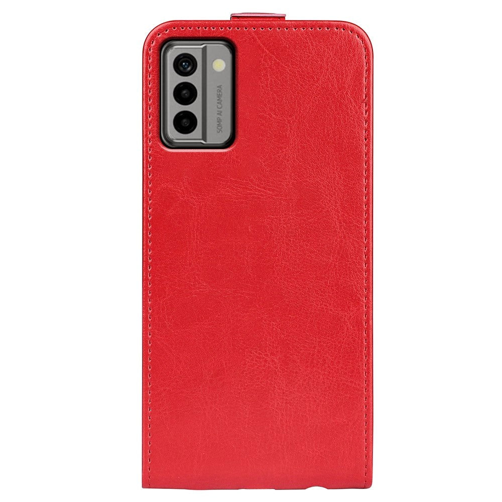 Nokia G22 Vertikalt Læder Cover m. Kortholder - Rød