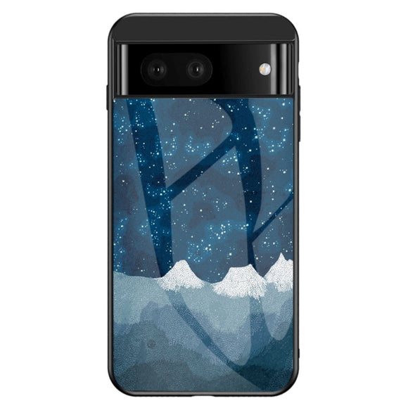 Google Pixel 7A Cover med Glasbagside - Nattehimmel
