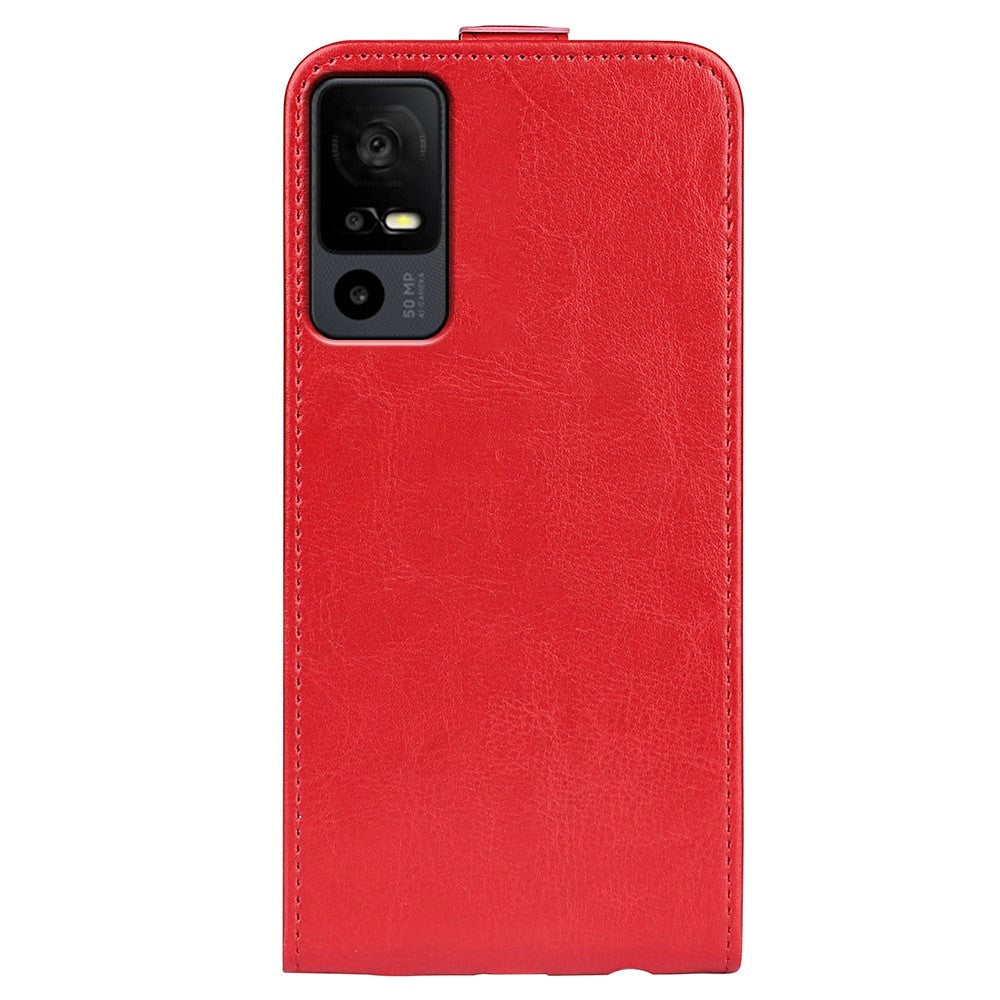 TCL 40R 5G Vertikalt Læder Cover m. Kortholder - Rød