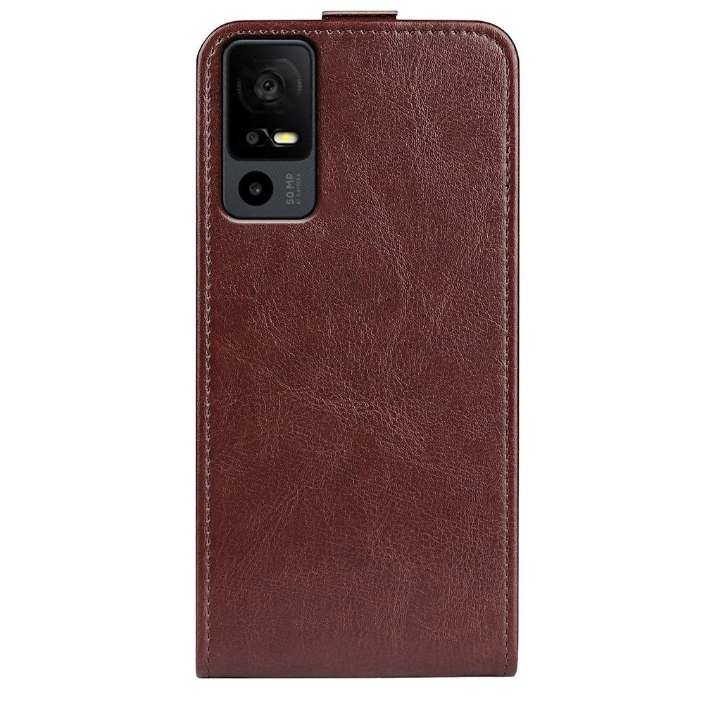TCL 40R 5G Vertikalt Læder Cover m. Kortholder - Brun