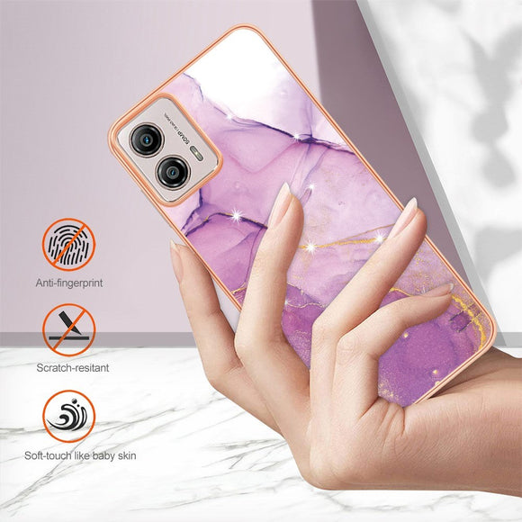 Motorola Moto G53 / G23 / G13 Hybrid Plastik Cover - Lilla Marmor