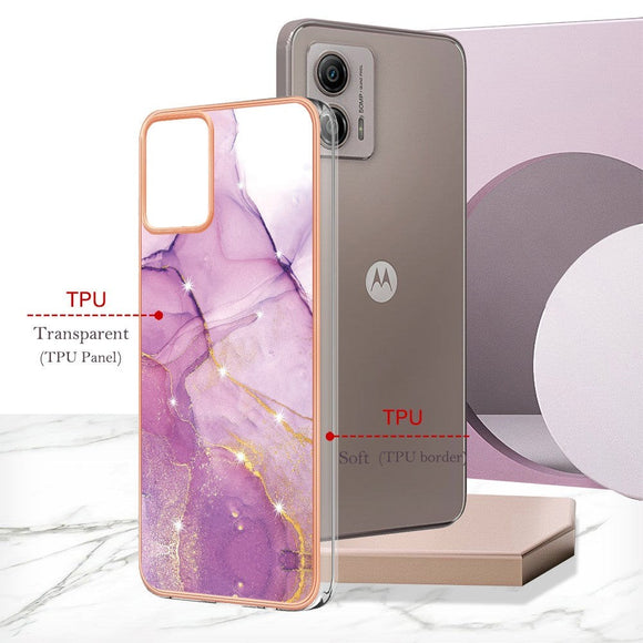 Motorola Moto G53 / G23 / G13 Hybrid Plastik Cover - Lilla Marmor